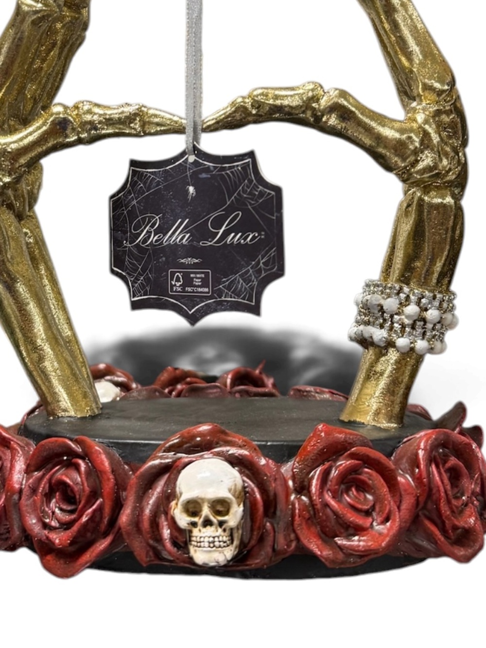 Bella Lux Gold Skeleton Hands Heart Halloween Decor - Picture 4 of 4